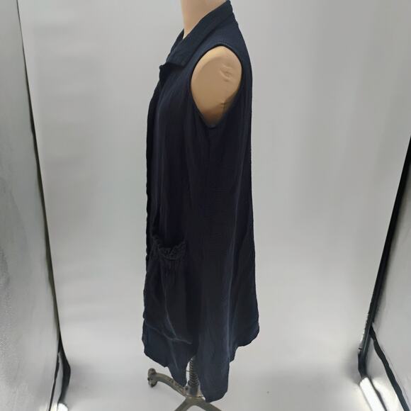 For Cynthia Linen Blend Dress Tunic Button Up Pockets Lagenlook Size Medium - Picture 6 of 12